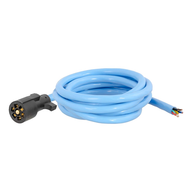 CURT 56613 Extreme Temperature, Cold Weather 7-Pin RV Blade Trailer Wiring Harness Plug, 10-Foot Blunt-Cut Wires, -40F to 221F Degree Rating - Image 1